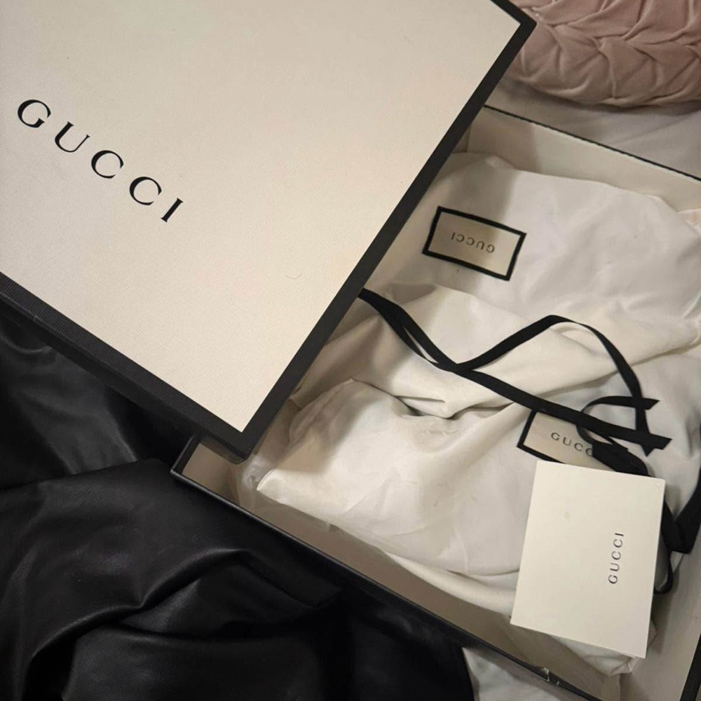 Gucci Black Ankle Boots with Gold Accents - Picture 3 of 4